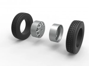 Rear custom wheel of semi truck Version 14 Scale 1 to 25 3D Print Model