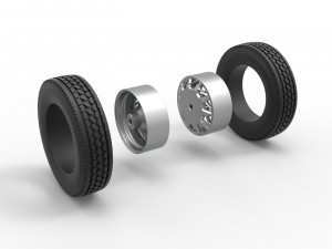 Rear custom wheel of semi truck Version 14 Scale 1 to 25 3D Baskı Modeli