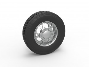 Front custom wheel of semi truck Version 15 Scale 1 to 25 3D Print Model