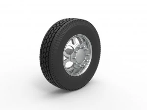 Front custom wheel of semi truck Version 15 Scale 1 to 25 3D Print Model