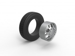 Front custom wheel of semi truck Version 15 Scale 1 to 25 3Dプリントモデル