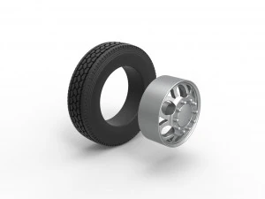 Front custom wheel of semi truck Version 15 Scale 1 to 25 3D Print Model