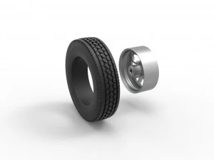 Front custom wheel of semi truck Version 15 Scale 1 to 25 3D Print Model