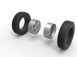 Rear custom wheel of semi truck Version 15 Scale 1 to 25 Modelo de impresión 3D