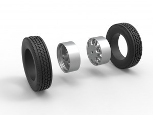 Rear custom wheel of semi truck Version 15 Scale 1 to 25 Modelo de impresión 3D