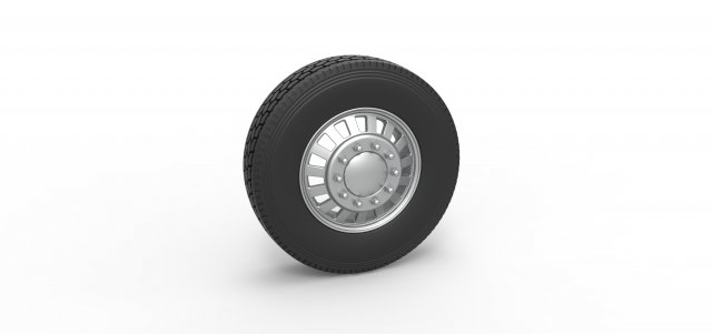 Front custom wheel of semi truck Version 16 Scale 1 to 25 3Dプリントモデル .c4d .max .obj .3ds .fbx .stl .blend 