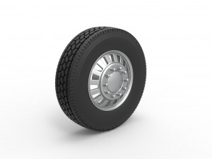 Front custom wheel of semi truck Version 16 Scale 1 to 25 3Dプリントモデル