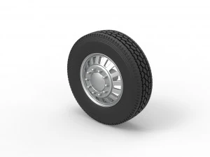Front custom wheel of semi truck Version 16 Scale 1 to 25 3D Print Model