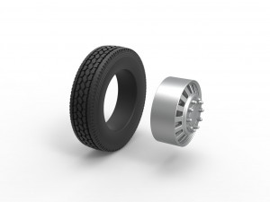 Front custom wheel of semi truck Version 16 Scale 1 to 25 3Dプリントモデル