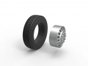 Front custom wheel of semi truck Version 16 Scale 1 to 25 3D Print Model