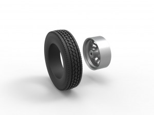Front custom wheel of semi truck Version 16 Scale 1 to 25 3Dプリントモデル