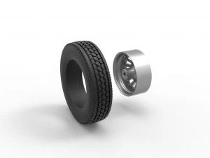 Front custom wheel of semi truck Version 16 Scale 1 to 25 3D Print Model
