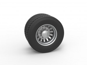 Rear custom wheel of semi truck Version 16 Scale 1 to 25 3D Print Model