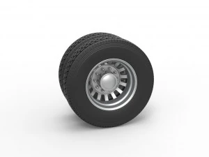 セミトラックのリアカスタムホイール バージョン16 スケール1~25 3Dプリントモデル