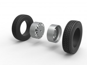 Rear custom wheel of semi truck Version 16 Scale 1 to 25 3D प्रिंट मॉडल