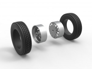 Rear custom wheel of semi truck Version 16 Scale 1 to 25 3D प्रिंट मॉडल