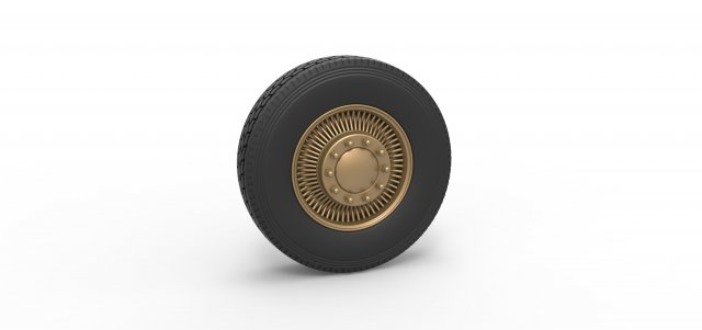 Front custom wire wheel of semi truck Scale 1 to 25 3D Print Model .c4d .max .obj .3ds .fbx .stl .blend