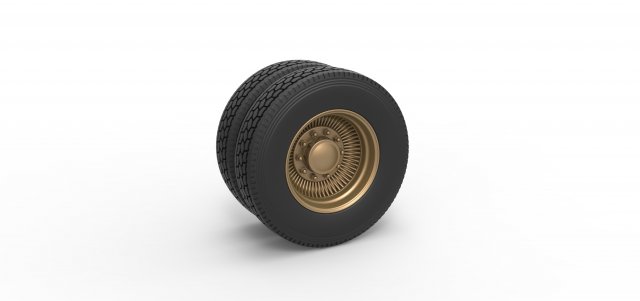 Rear custom wire wheel of semi truck Scale 1 to 25 Model do druku 3D .c4d .max .obj .3ds .fbx .stl .blend 