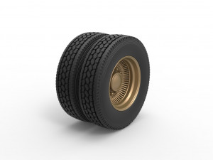 Rear custom wire wheel of semi truck Scale 1 to 25 Model do druku 3D