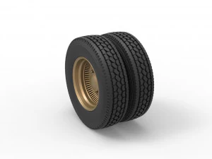 Rear custom wire wheel of semi truck Scale 1 to 25 3D Print Model