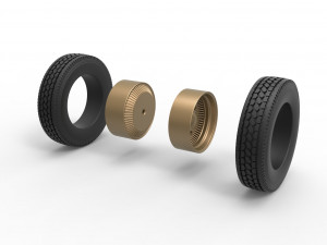 Rear custom wire wheel of semi truck Scale 1 to 25 Model do druku 3D