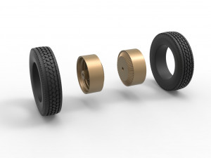 Rear custom wire wheel of semi truck Scale 1 to 25 Model do druku 3D