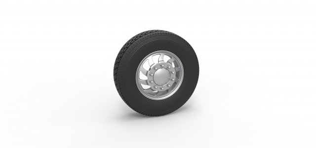 Front custom wheel of semi truck Version 17 Scale 1 to 25 3Dプリントモデル .c4d .max .obj .3ds .fbx .stl .blend