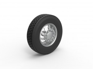 Front custom wheel of semi truck Version 17 Scale 1 to 25 3Dプリントモデル
