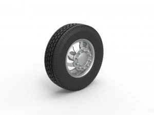 Front custom wheel of semi truck Version 17 Scale 1 to 25 3D Print Model