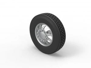Front custom wheel of semi truck Version 17 Scale 1 to 25 3D Print Model
