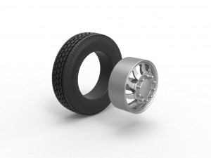 Front custom wheel of semi truck Version 17 Scale 1 to 25 3Dプリントモデル