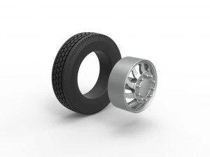 Front custom wheel of semi truck Version 17 Scale 1 to 25 3D Print Model