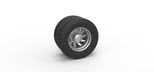 Diecast Rear custom wheel of semi truck Version 17 Scale 1 to 25 3D in 3DExport