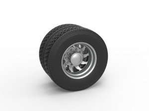 Rear custom wheel of semi truck Version 17 Scale 1 to 25 Modèles 3D en vedette