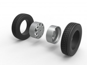Rear custom wheel of semi truck Version 17 Scale 1 to 25 3D Принт Модель