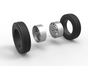Rear custom wheel of semi truck Version 17 Scale 1 to 25 3D Принт Модель