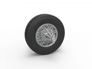 Vooraan op maat gemaakt Slab-wiel van semi-vrachtwagen Schaal 1 tot 25 3D printmodel