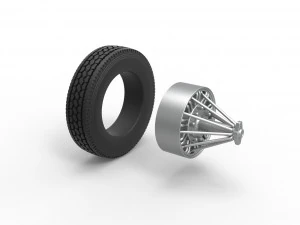 Front custom Slab wheel of semi truck Scale 1 to 25 3D Print Model