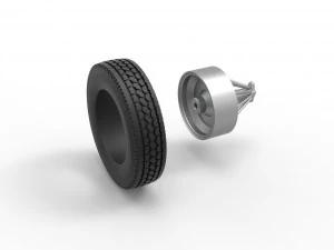 Front custom Slab wheel of semi truck Scale 1 to 25 3D Print Model
