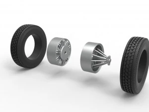 Rear custom Slab wheel of semi truck Scale 1 to 25 3D Print Model