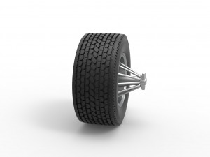 Super single custom Slab wheel of semi truck Scale 1 to 25 3D Baskı Modeli