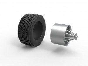 Super single custom Slab wheel of semi truck Scale 1 to 25 3D Baskı Modeli