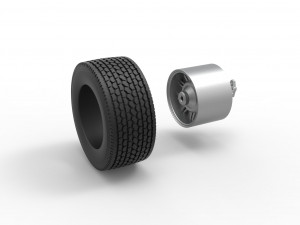 Super single custom Slab wheel of semi truck Scale 1 to 25 3D Baskı Modeli