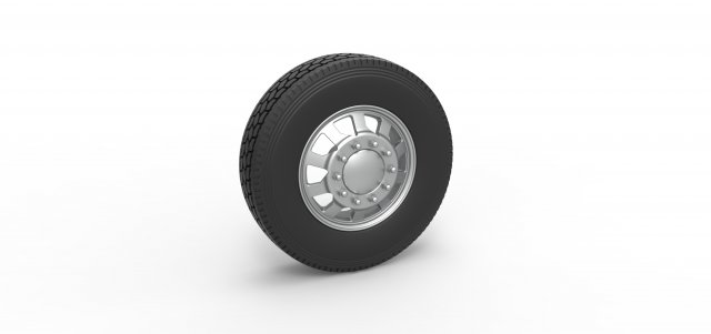 Front custom wheel of semi truck Version 18 Scale 1 to 25 3Dプリントモデル .c4d .max .obj .3ds .fbx .stl .blend 