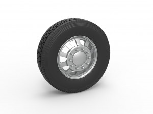 Front custom wheel of semi truck Version 18 Scale 1 to 25 3D Print Model