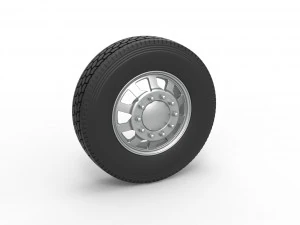 Переднее кастомное колесо полуприцепа Версия 18 Масштаб от 1 до 25 3D Принт Модель