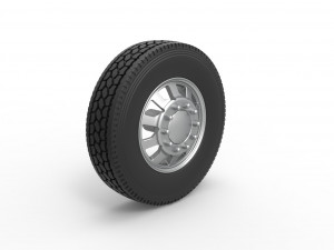 Front custom wheel of semi truck Version 18 Scale 1 to 25 3Dプリントモデル