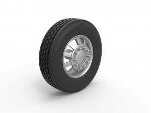 Front custom wheel of semi truck Version 18 Scale 1 to 25 3D Print Model