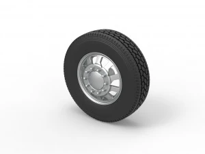 Front custom wheel of semi truck Version 18 Scale 1 to 25 3D Print Model