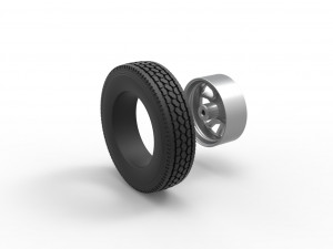 Front custom wheel of semi truck Version 18 Scale 1 to 25 3Dプリントモデル